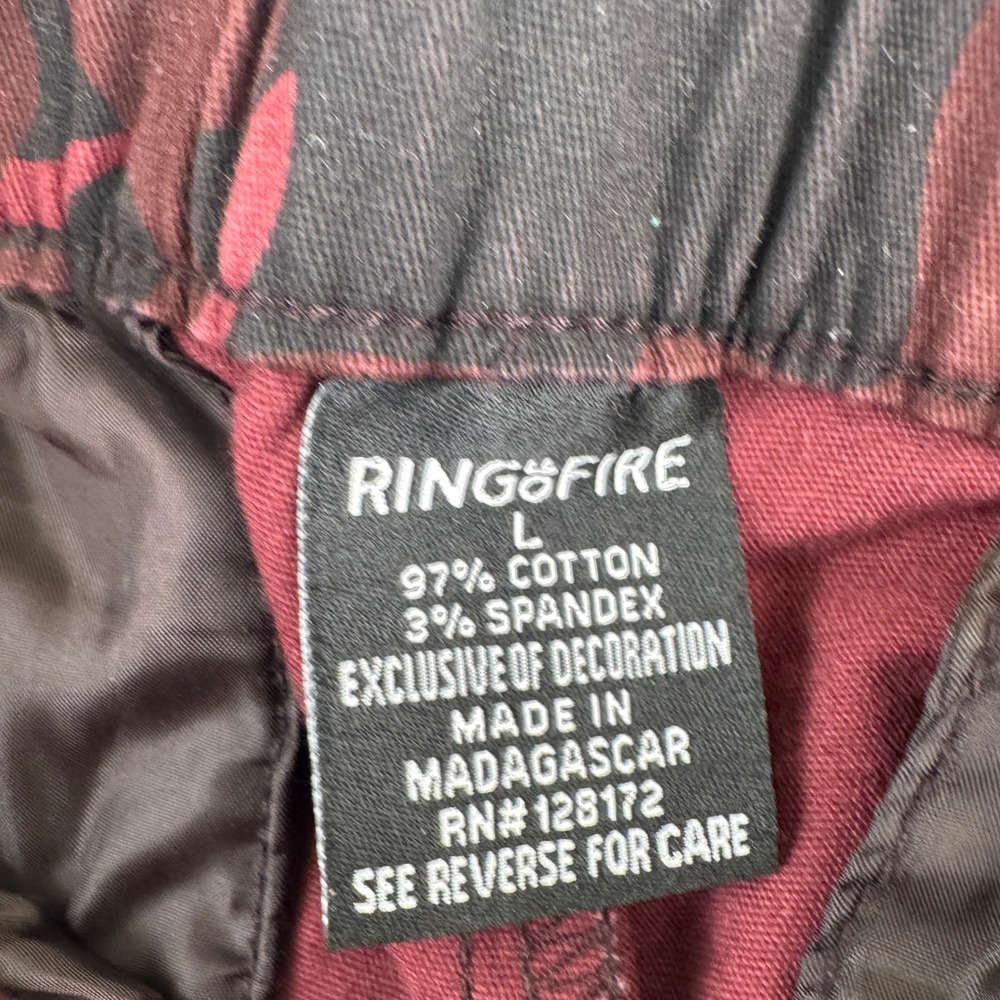 Ring of Fire Joggers Mens L Red Camo RYB0032 Camouflage Elastic Waist Drawstring - Picture 3 of 10
